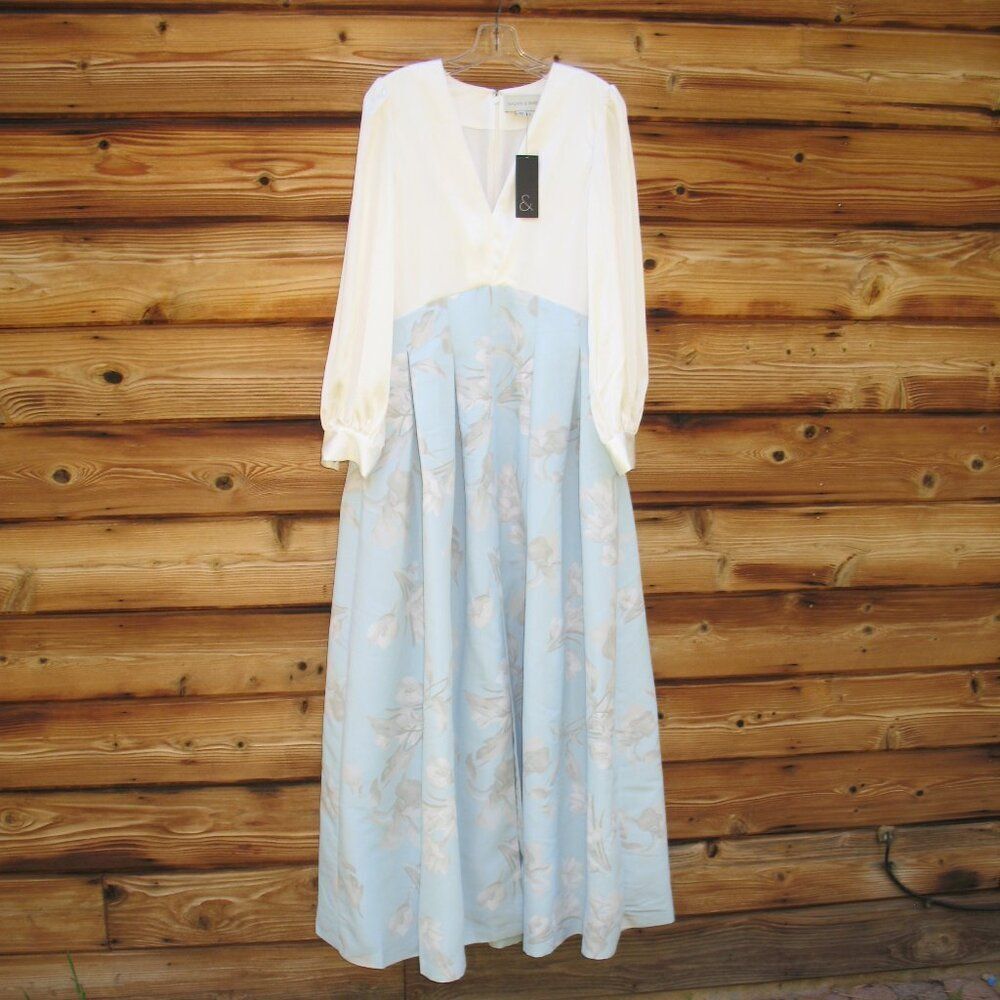 Sachin + Babi Zoe Blue White Floral Gown Dress Size 6 No Belt - Picture 6 of 14